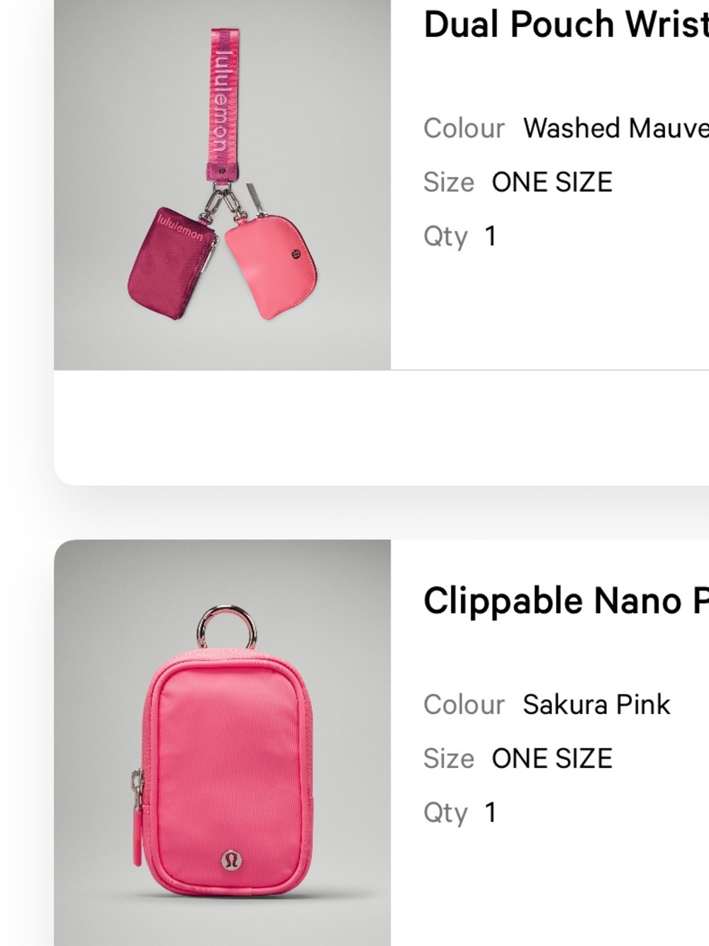 LULULEMON - Sakura Pink Duo Wristlet and Clippable Nano Pouch